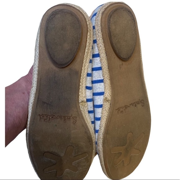 Splendid Ballet Flats Royal Blue Striped Textile Espadrilles Tan Leather Sz 8 - Picture 7 of 9
